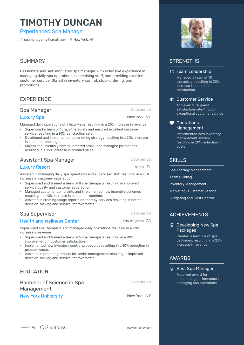 3 Spa Manager Resume Examples & Guide for 2023