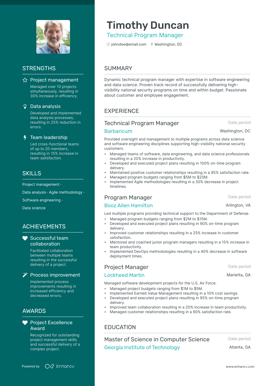 Technical Program Manager resume example