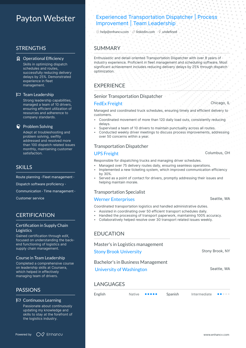 5 Transportation Dispatcher Resume Examples & Guide for 2023