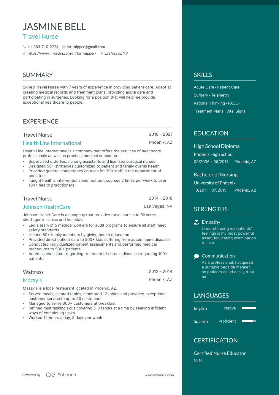 travel nursing resume samples