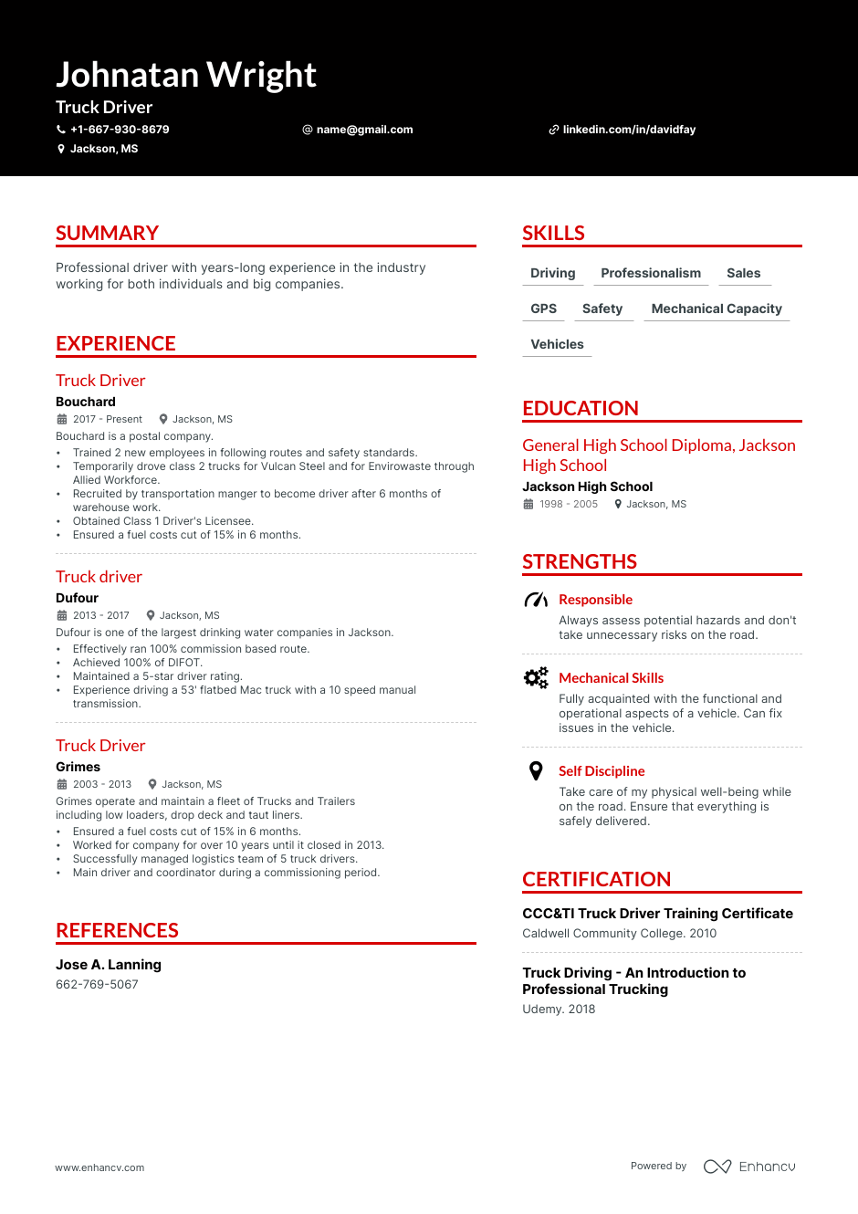 how to make a truck driver resume