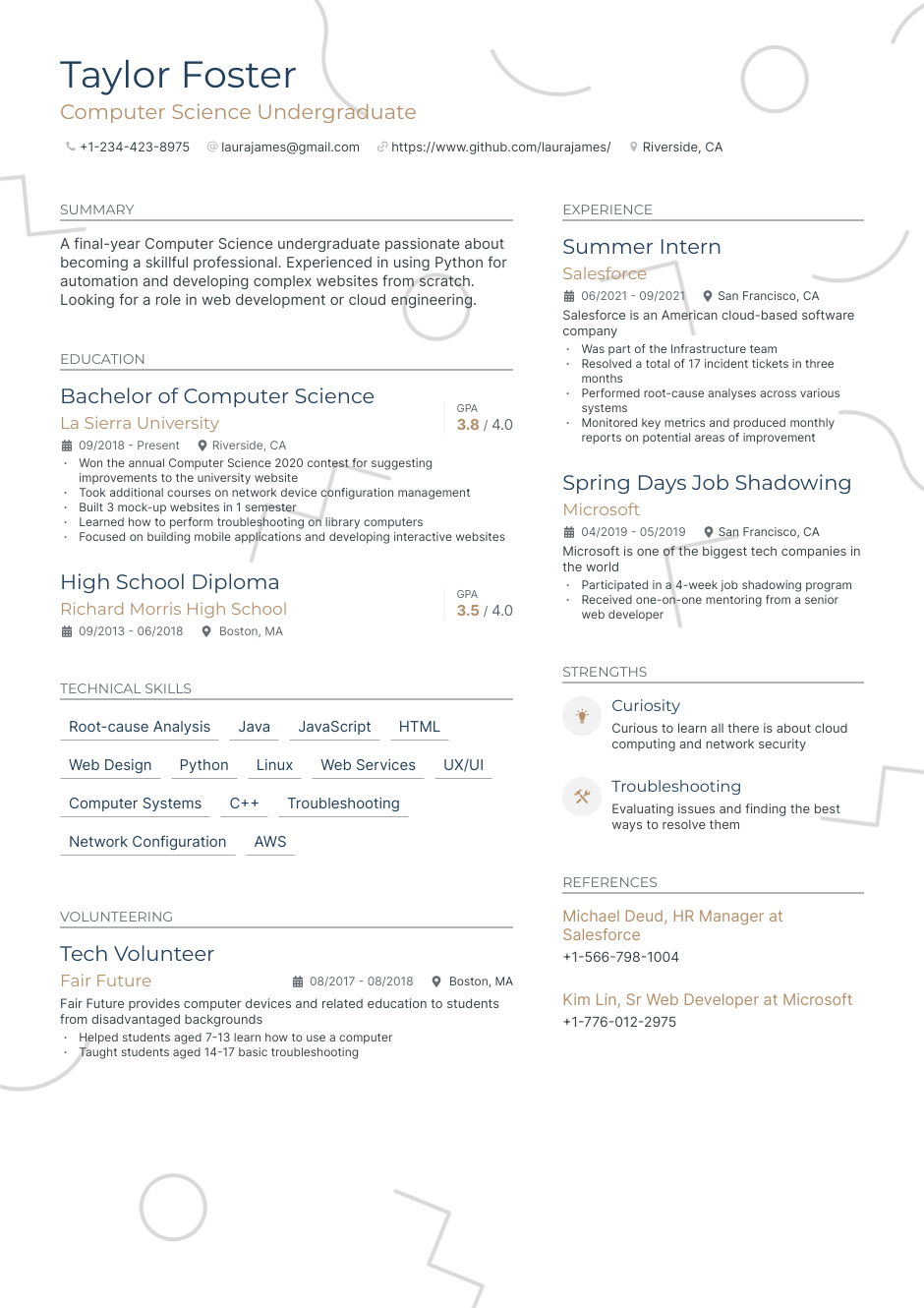how to write a resume for university