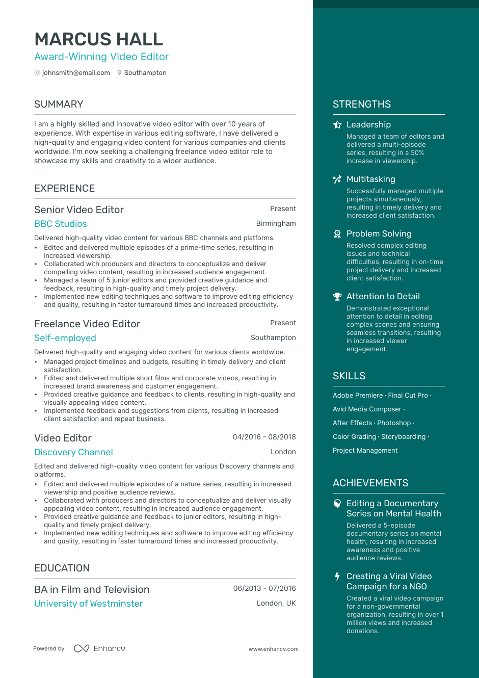 3 Video Editor CV Examples for 2023