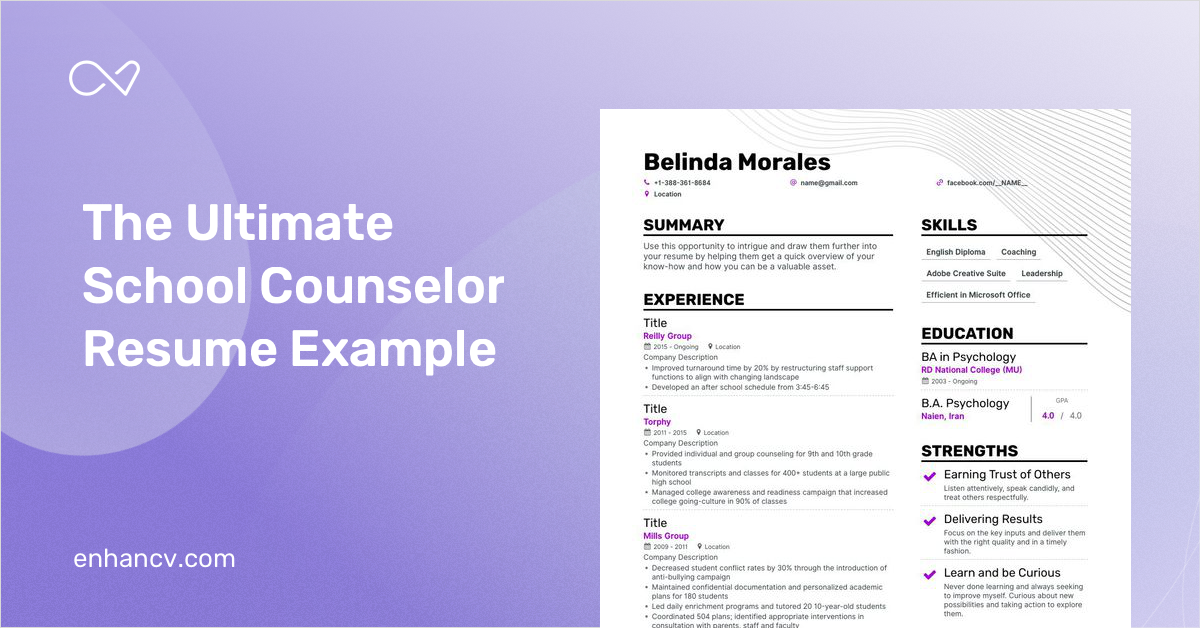 5 School Counselor Resume Examples & Guide for 2023