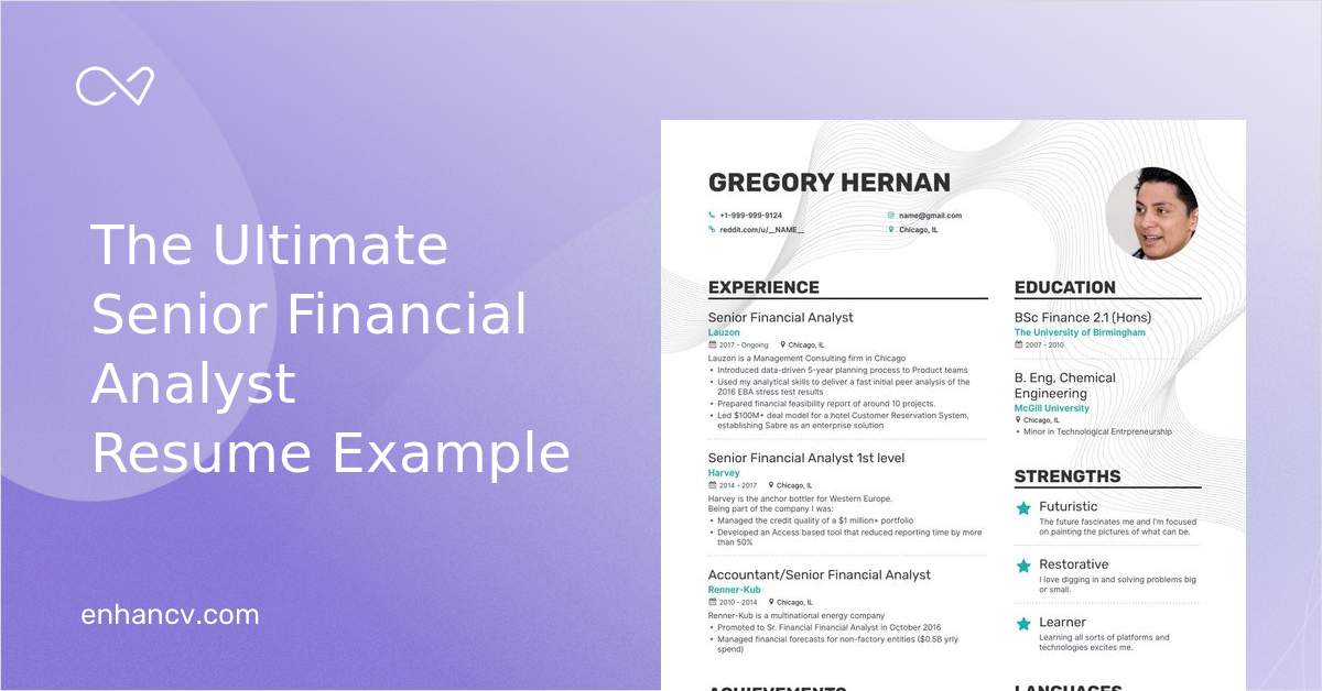 Senior Financial Analyst Resume Examples Pro Tips Featured Enhancv