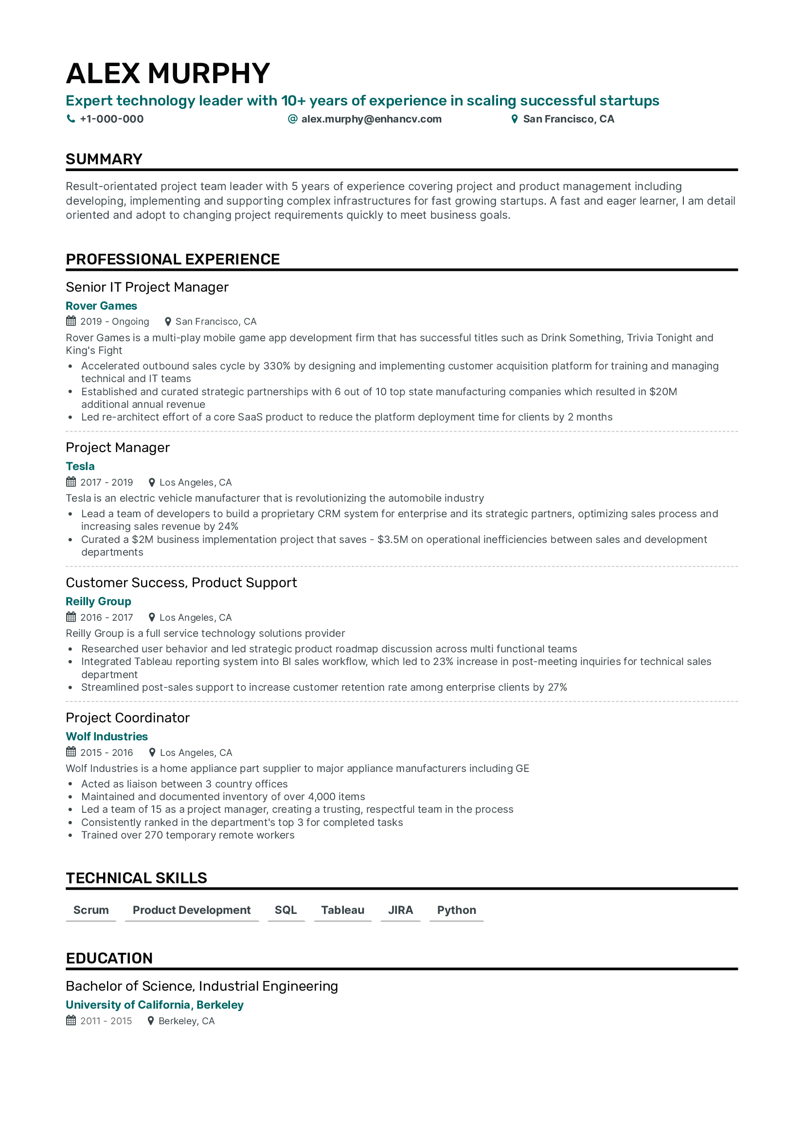 chronological resume template 2020