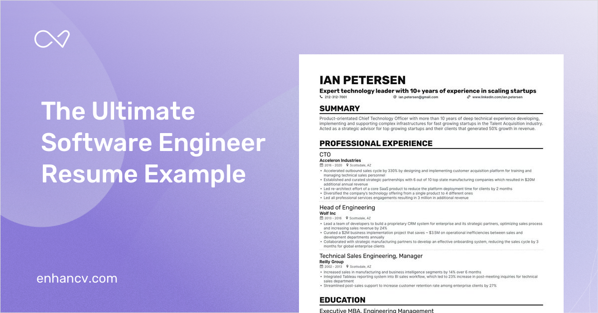 sample resume for software engineer with 6 years experience