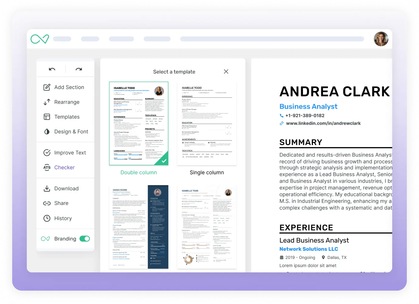 A feature-packed resume builder