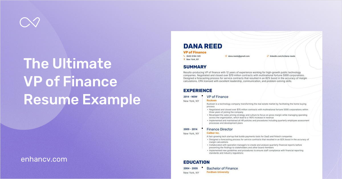5 Vp Of Finance Resume Examples And Guide For 2023 9617