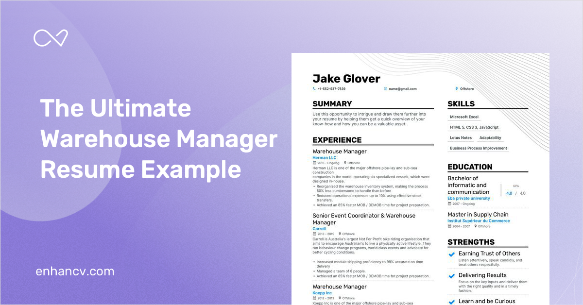 5 Warehouse Manager Resume Examples & Guide for 2023