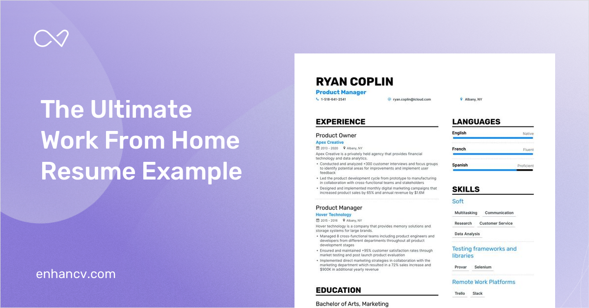 work from home job resume examples