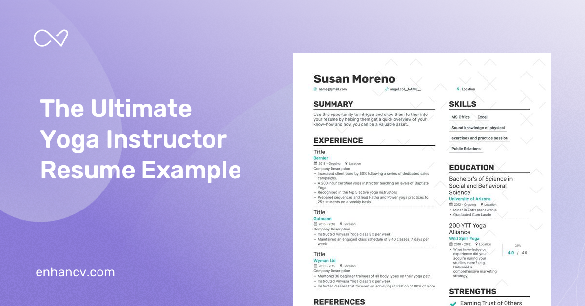 2 Yoga Instructor Resume Examples & Guide for 2023